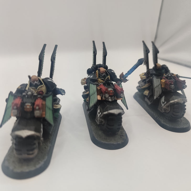 Warhammer 40k Dark Angels Ravenwing Bikers x3 - Painted AN009