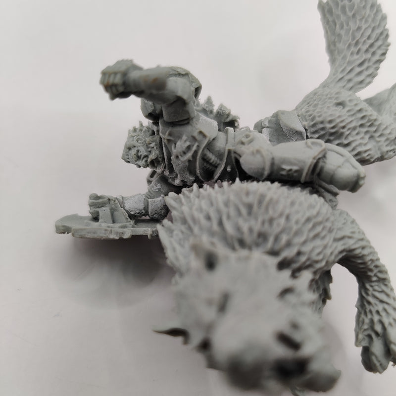 Warhammer 40k Space Wolves Wolf Lord on Thunderwolf and Rune Priest AZ165