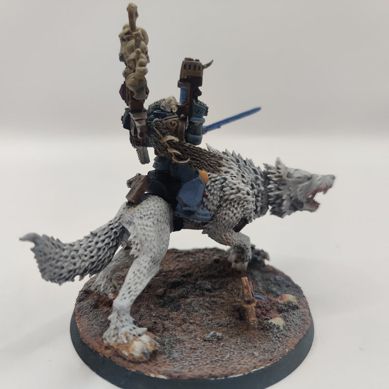 Warhammer 40k Space Wolf Lord on Thunderwolf - Painted AZ229