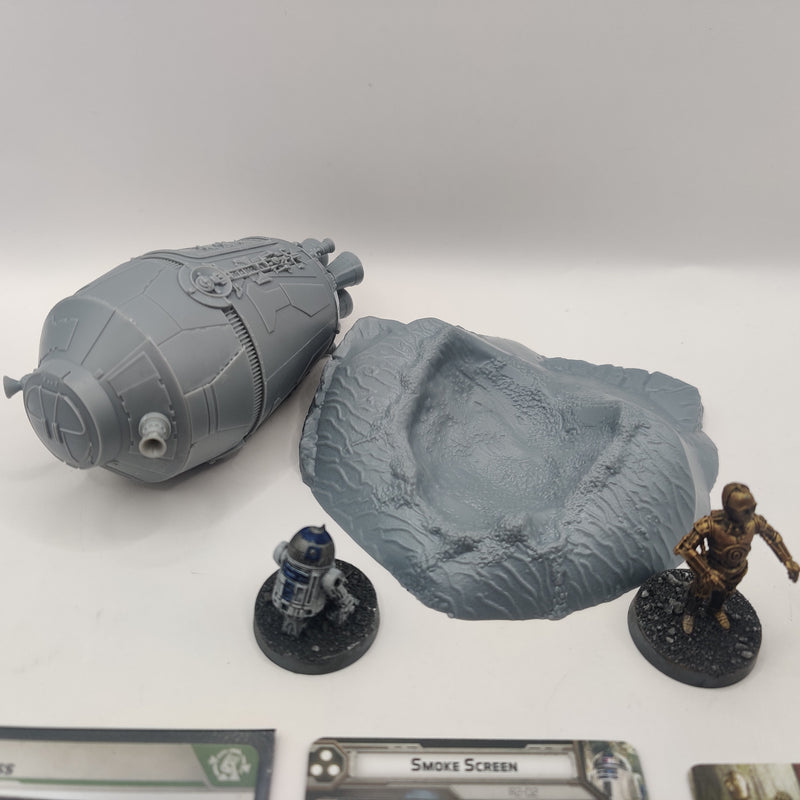 Star Wars Legion Crashed Escape Pod R2D2 and C3PO - with Cards AH078