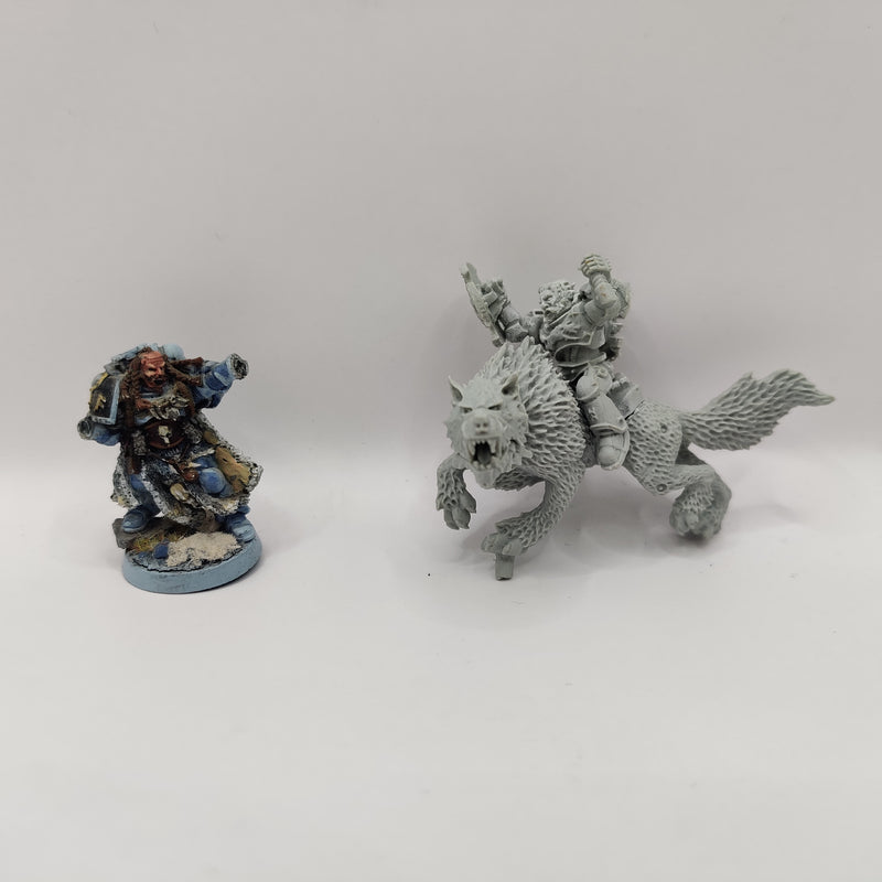 Warhammer 40k Space Wolves Wolf Lord on Thunderwolf and Rune Priest AZ165