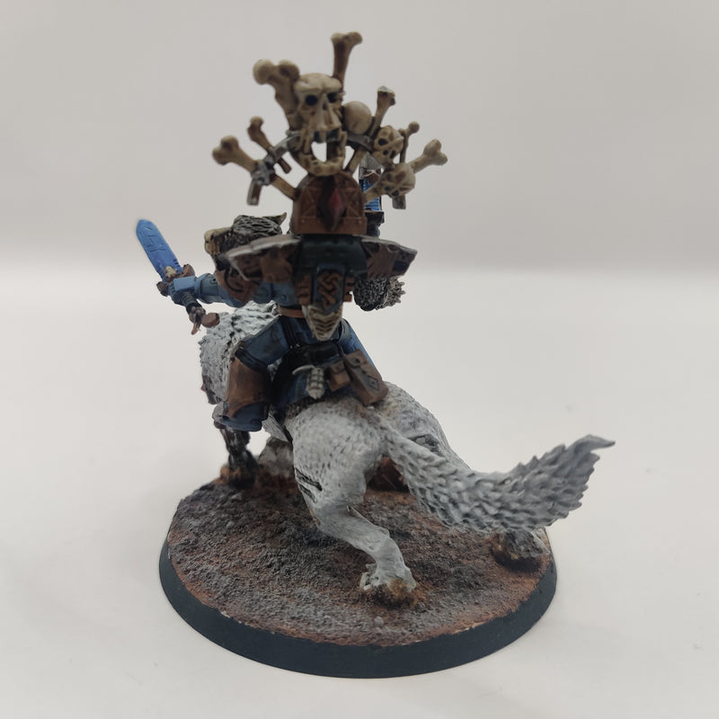 Warhammer 40k Space Wolf Lord on Thunderwolf - Painted AZ229