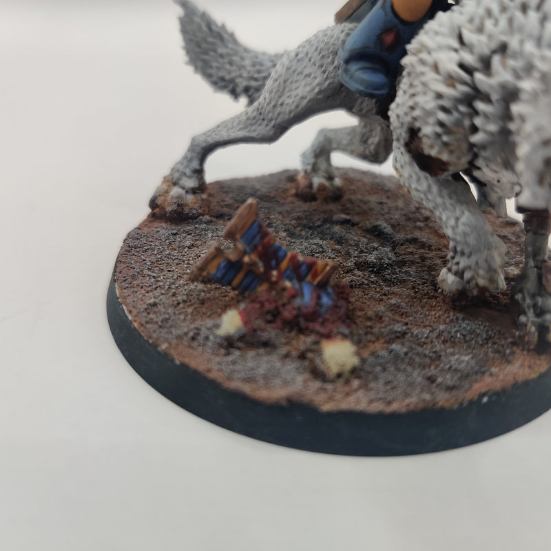 Warhammer 40k Space Wolf Lord on Thunderwolf - Painted AZ229