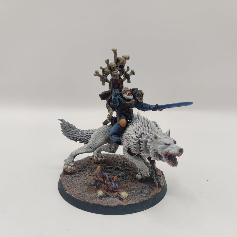 Warhammer 40k Space Wolf Lord on Thunderwolf - Painted AZ229