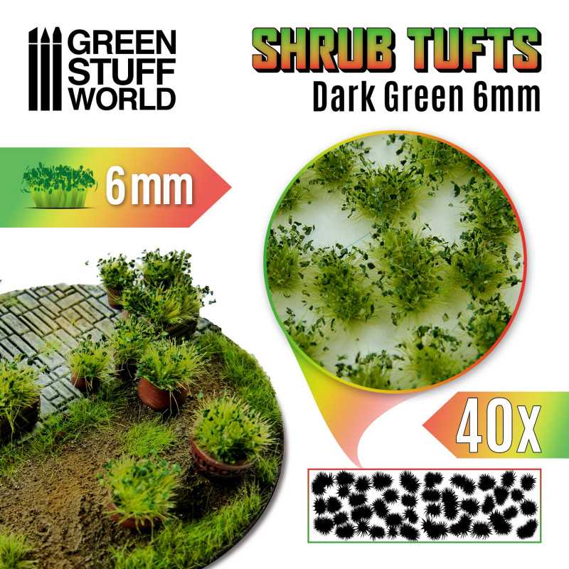 Shrubs Tufts - 6mm self-adhesive - Dark Green