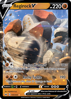 Regirock V - 104/202 - Rare Holo V - Sword & Shield