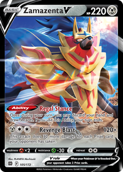 Zamazenta V - 105/172 - Rare Holo V - Brilliant Stars