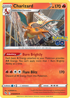 Charizard(Reverse) - 10/78(Rev) - Rare Holo - Pokémon GO