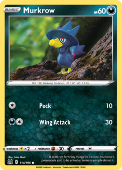 Murkrow(Reverse) - 114/196(Rev) - Common - Lost Origin