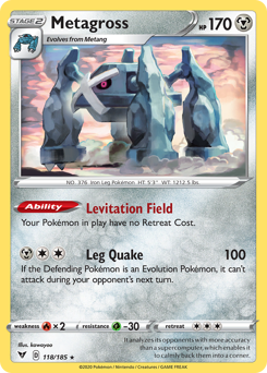 Metagross(Reverse) - 118/185(Rev) - Rare - Vivid Voltage