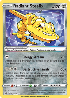 Radiant Steelix(Reverse) - 124/196(Rev) - Radiant Rare - Lost Origin