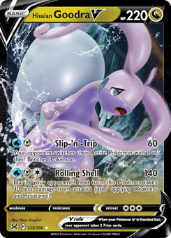 Hisuian Goodra V(Reverse) - 135/196(Rev) - Rare Holo V - Lost Origin