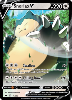 Snorlax V - 141/202 - Rare Holo V - Sword & Shield