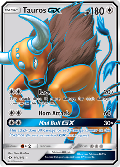 Tauros GX - 144/149 - Rare Ultra - Sun & Moon