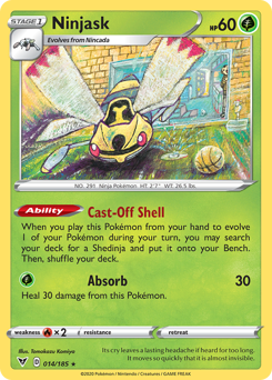 Ninjask(Reverse) - 14/185(Rev) - Rare - Vivid Voltage