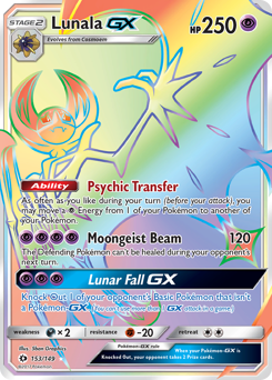 Lunala GX - 153/149 - Rare Rainbow - Sun & Moon