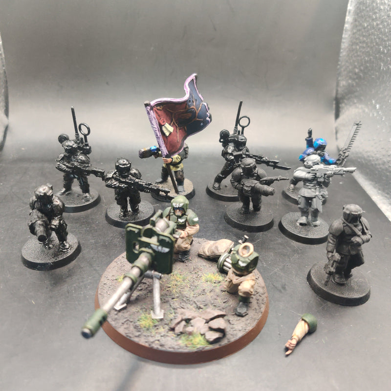 Warhammer 40k Cadian Shock Troops Weapons Team and Banner (AZ084)