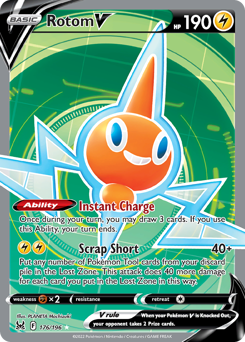 Rotom V(Reverse) - 176/196(Rev) - Rare Ultra - Lost Origin