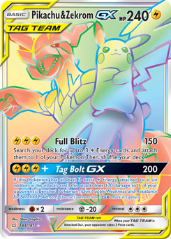 Pikachu & Zekrom GX - 184/181 - Rare Rainbow - Team Up