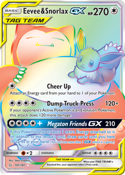 Eevee & Snorlax GX - 191/181 - Rare Rainbow - Team Up