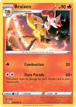 Braixen(Reverse) - 26/195(Rev) - Uncommon - Silver Tempest