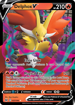 Delphox V(Reverse) - 27/196(Rev) - Rare Holo V - Lost Origin