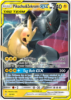 Pikachu & Zekrom GX - 33/181 - Rare Holo GX - Team Up