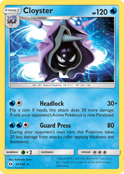 Cloyster - 34/149 - Rare - Sun & Moon