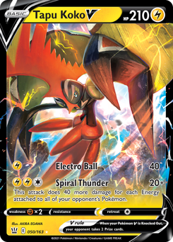 Tapu Koko V - 50/163 - Rare Holo V - Battle Styles