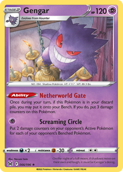 Gengar(Reverse) - 66/196(Rev) - Rare Holo - Lost Origin