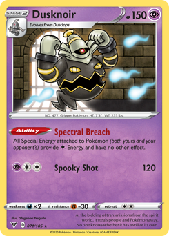 Dusknoir(Reverse) - 71/185(Rev) - Rare Holo - Vivid Voltage