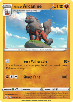 Hisuian Arcanine(Reverse) - 84/196(Rev) - Rare Holo - Lost Origin