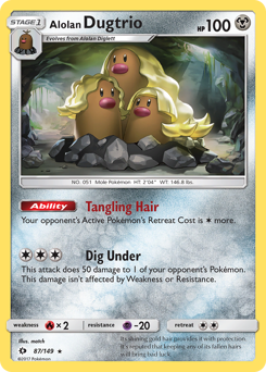 Alolan Dugtrio - 87/149 - Rare Holo - Sun & Moon