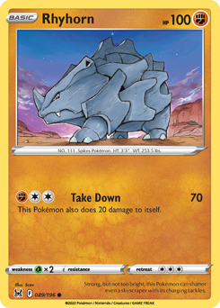 Rhyhorn(Reverse) - 89/196(Rev) - Common - Lost Origin