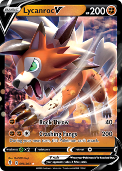 Lycanroc V - 91/203 - Rare Holo V - Evolving Skies