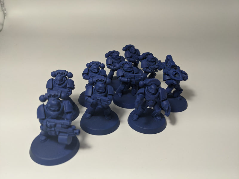 Space Marine Mk Iv Tactical Squad X10 With Missile Launcher, Heavy Bolter And Forgeworld Ultramarines Shoulder Pads (AW051)