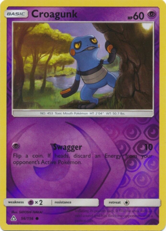 Pokemon: Croagunk Reverse Holo - 56/156 - Common - Sun & Moon: Ultra Prism