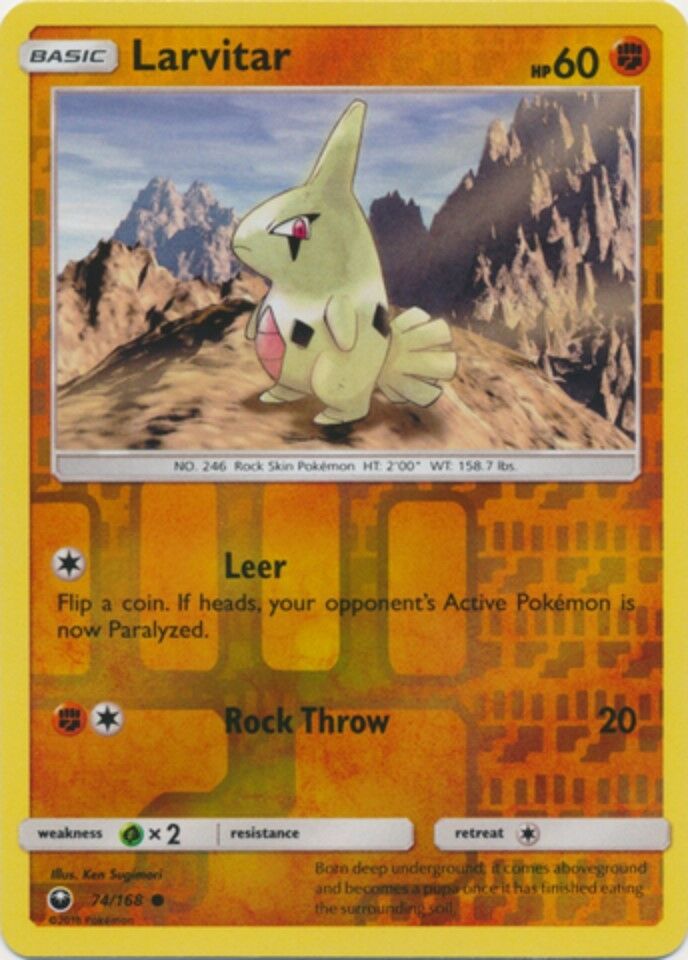 Larvitar Reverse Holo - 74/168 - Common - Celestial Storm