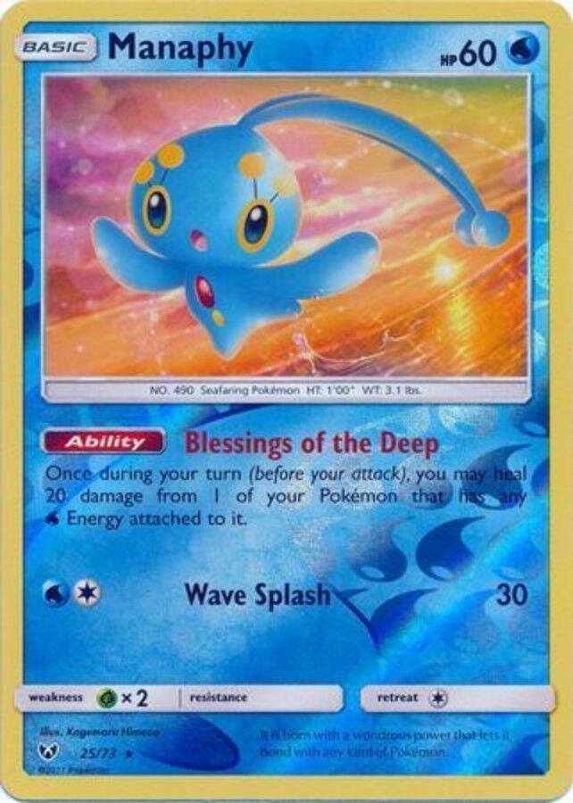 Manaphy Reverse Holo - 25/73 - Holo Rare - Sun & Moon: Shining Legends