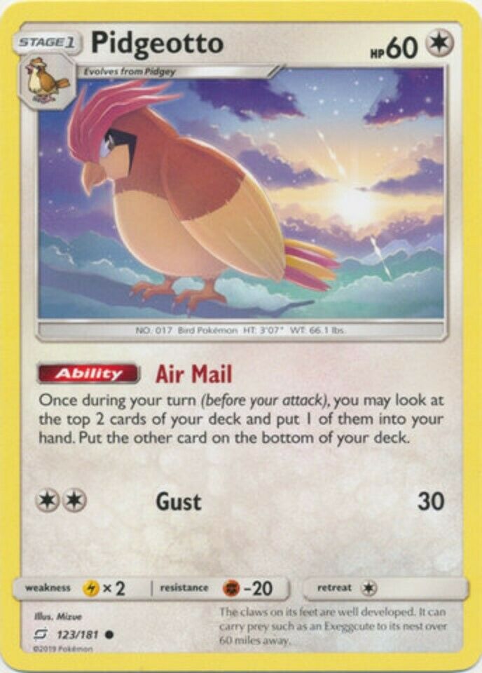 Pidgeotto - 123/181 - Common - Sun & Moon: Team Up