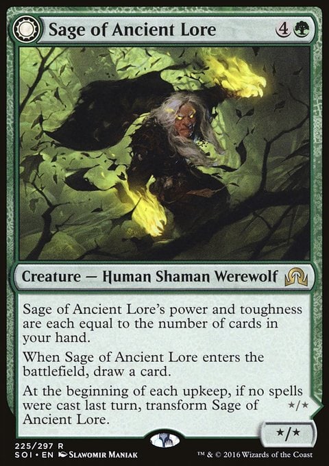 Sage of Ancient Lore//Werewolf of Ancient Hunger