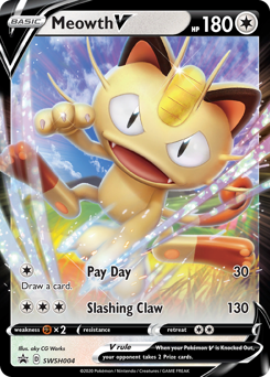 Meowth V - SWSH004/184 - Promo - SWSH Black Star Promos