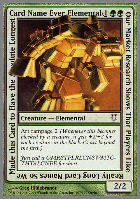 Our Market Research Shows That Players Like Really Long Card Names So We Made this Card to Have the Absolute Longest Card Name Ever Elemental