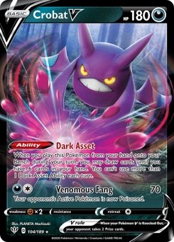 Crobat V - 104/189 - Rare Holo V - Darkness Ablaze - 7th City