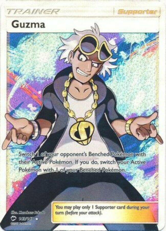 Guzma - 143/147 - Full Art Ultra Rare - Sun & Moon: Burning Shadows - 7th City