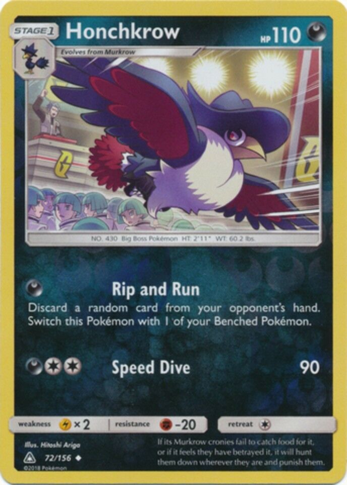 Honchcrow Reverse Holo - 72/156 Uncommon - Sun & Moon: Ultra Prism - 7th City